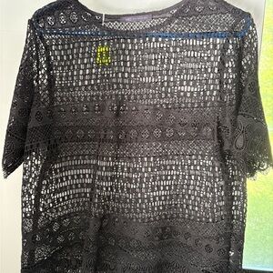 INC International Concepts Black Lace Blouse